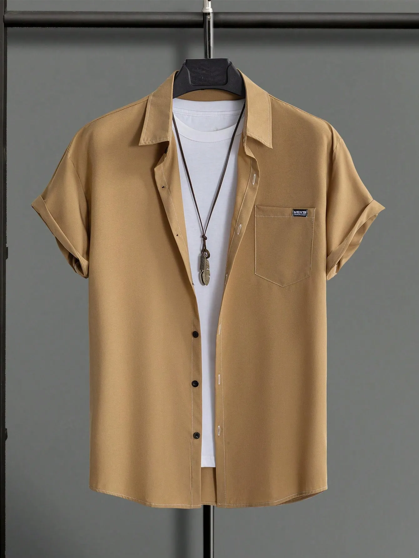 QA Hypemode Men Letter Patched Detail Shirt Without Tee