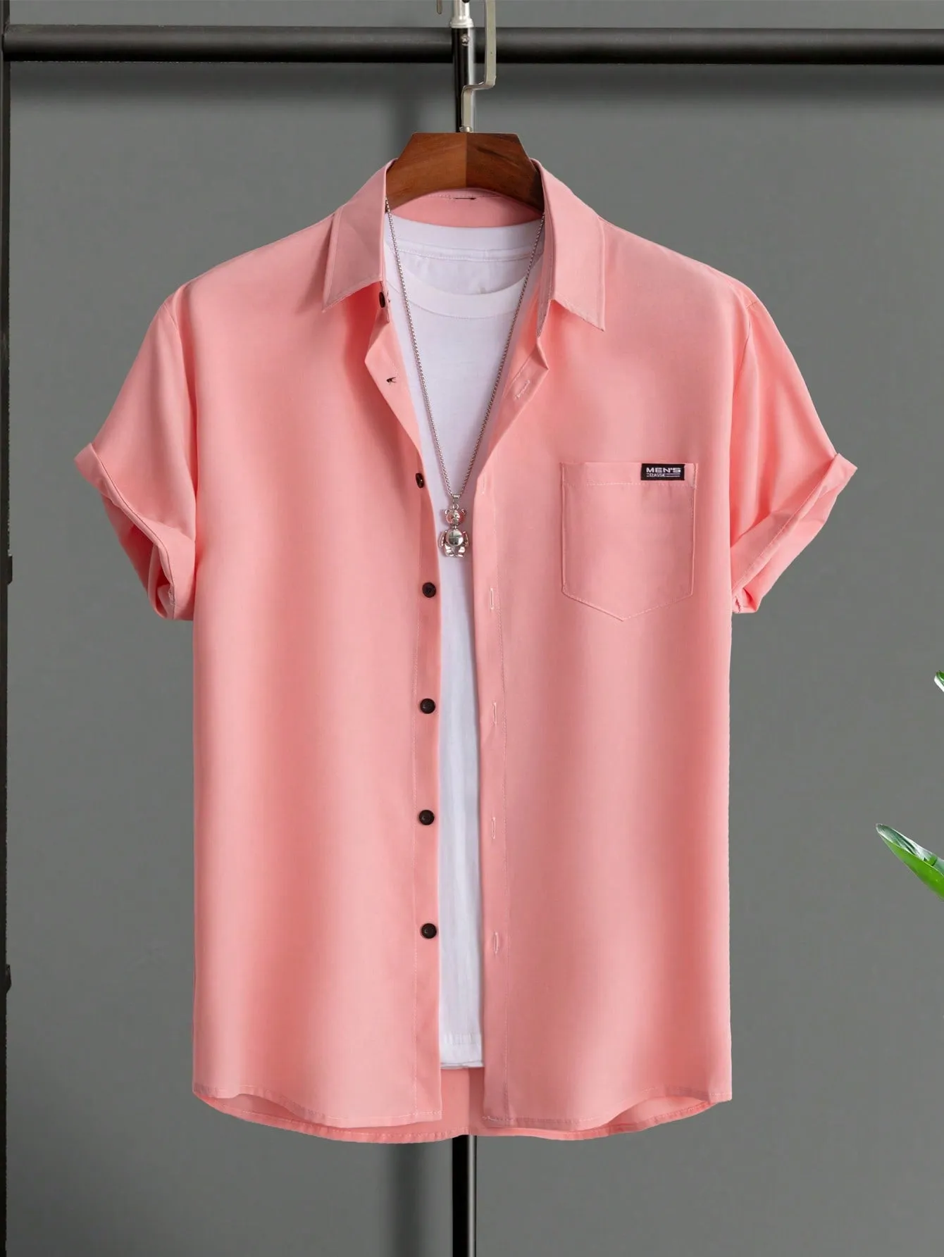 QA Hypemode Men Letter Patched Detail Shirt Without Tee