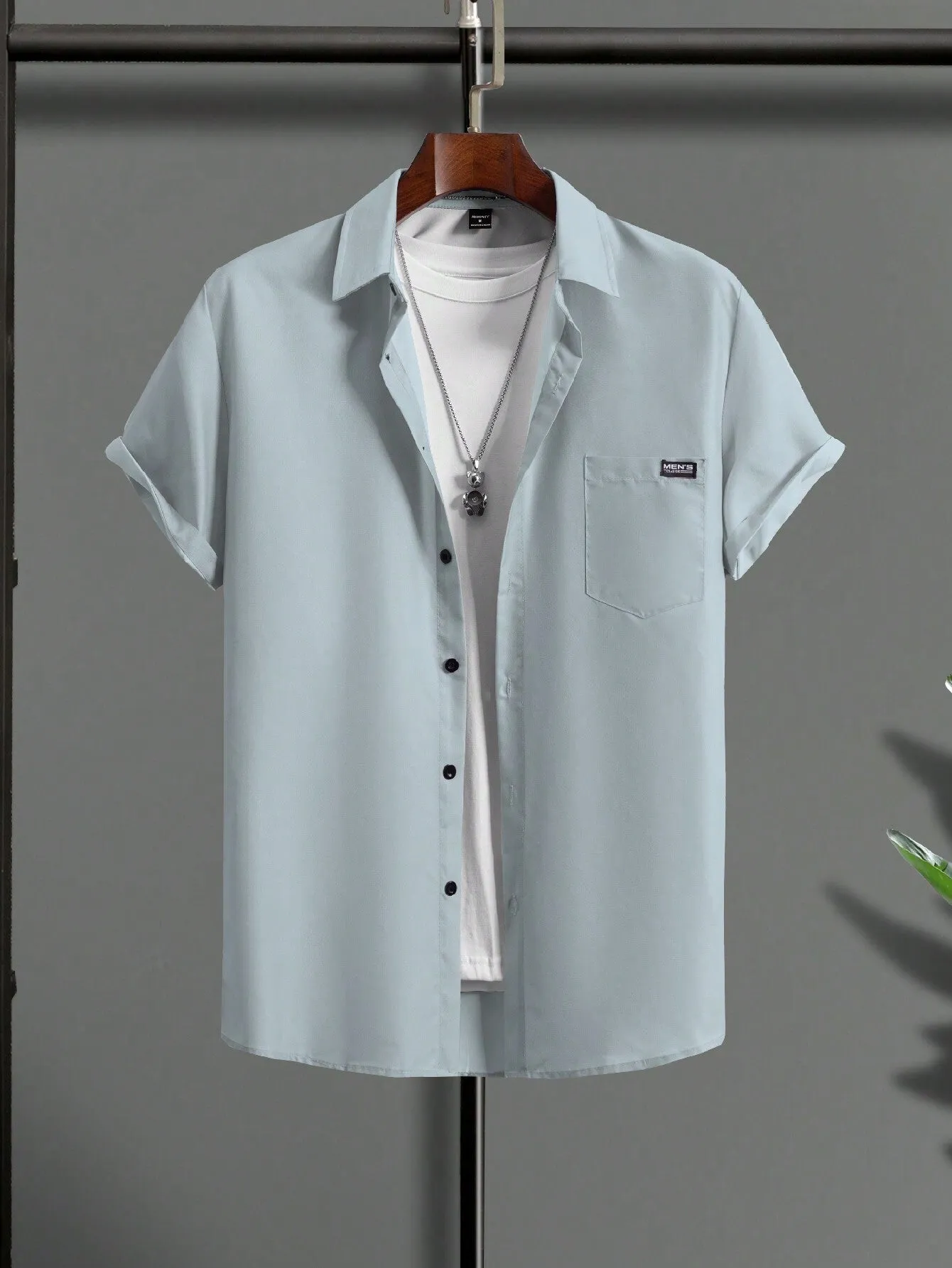QA Hypemode Men Letter Patched Detail Shirt Without Tee