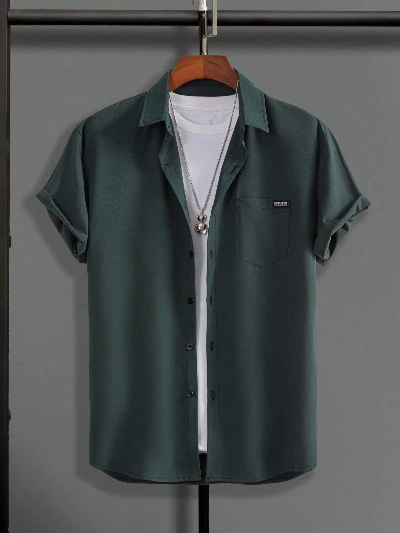 QA Hypemode Men Letter Patched Detail Shirt Without Tee