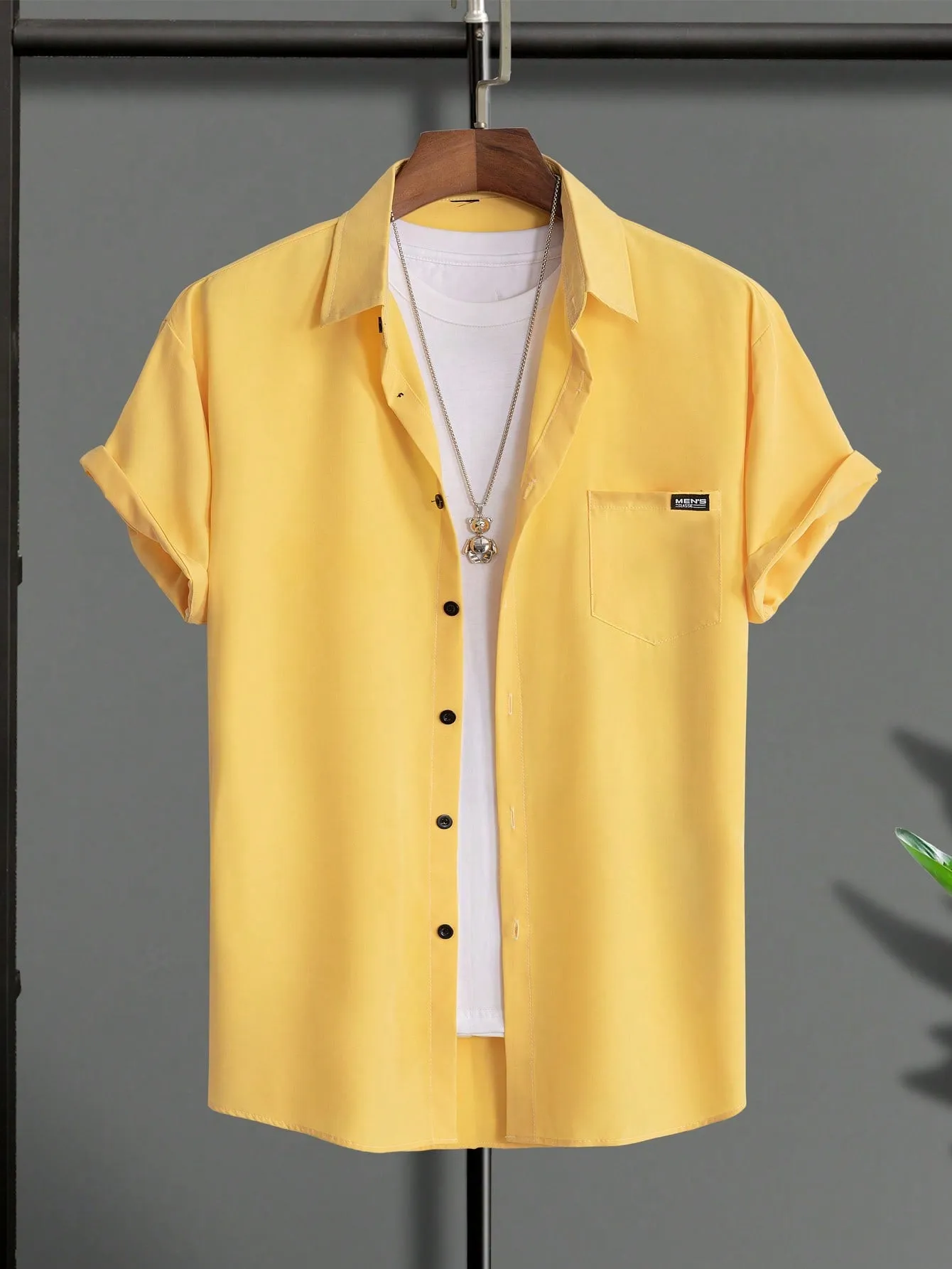 QA Hypemode Men Letter Patched Detail Shirt Without Tee