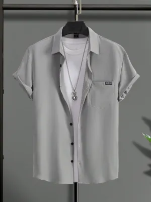 QA Hypemode Men Letter Patched Detail Shirt Without Tee