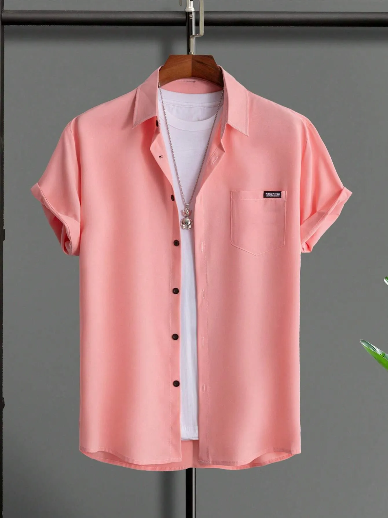 QA Hypemode Men Letter Patched Detail Shirt Without Tee