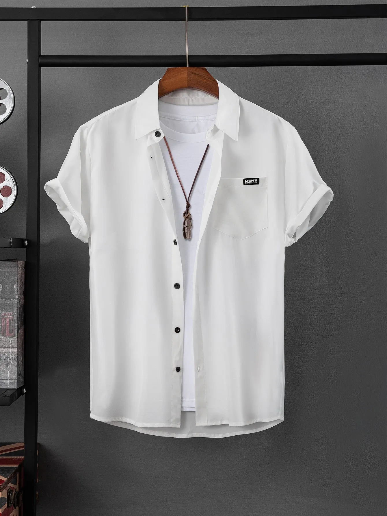 QA Hypemode Men Letter Patched Detail Shirt Without Tee