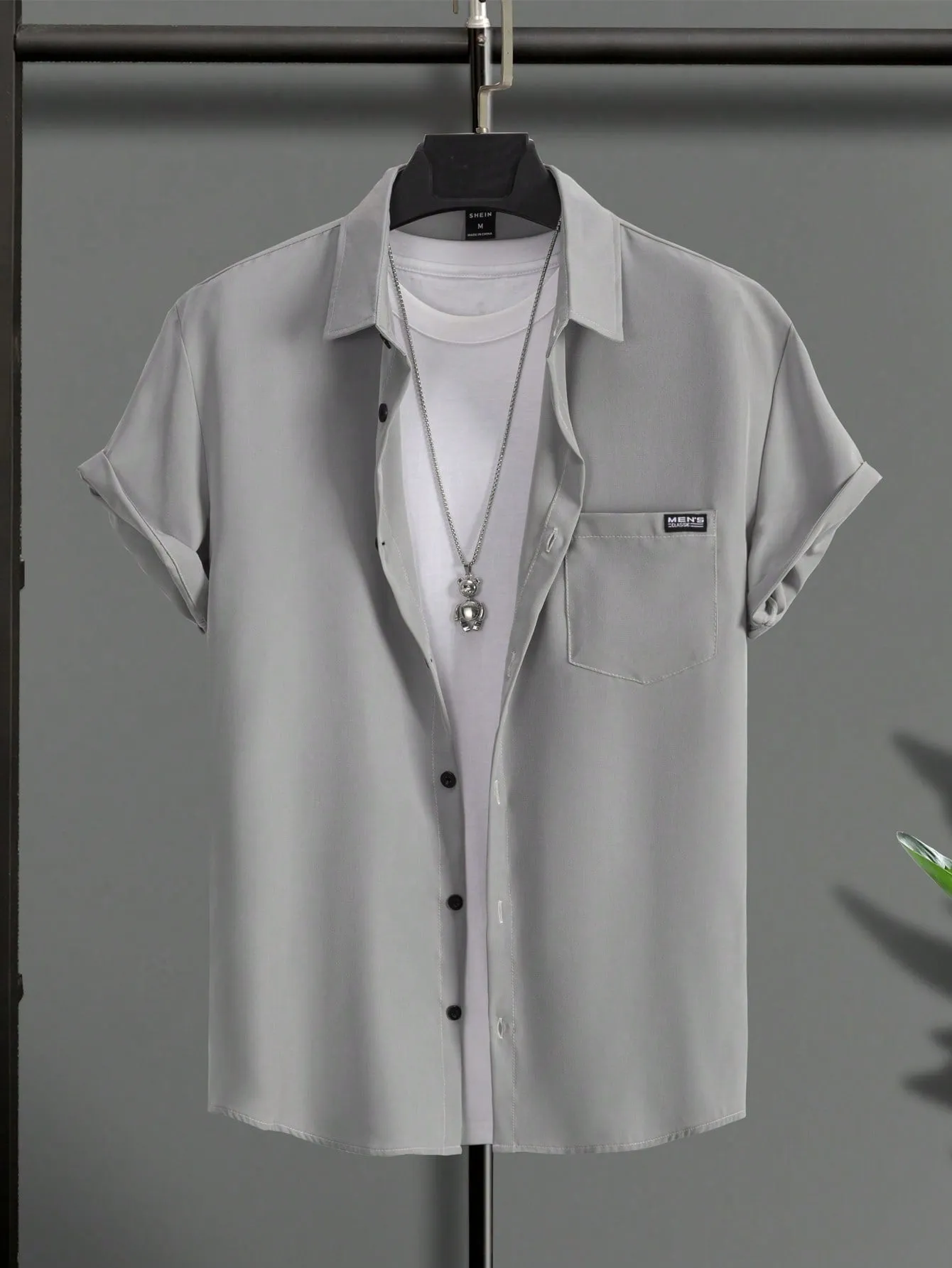 QA Hypemode Men Letter Patched Detail Shirt Without Tee