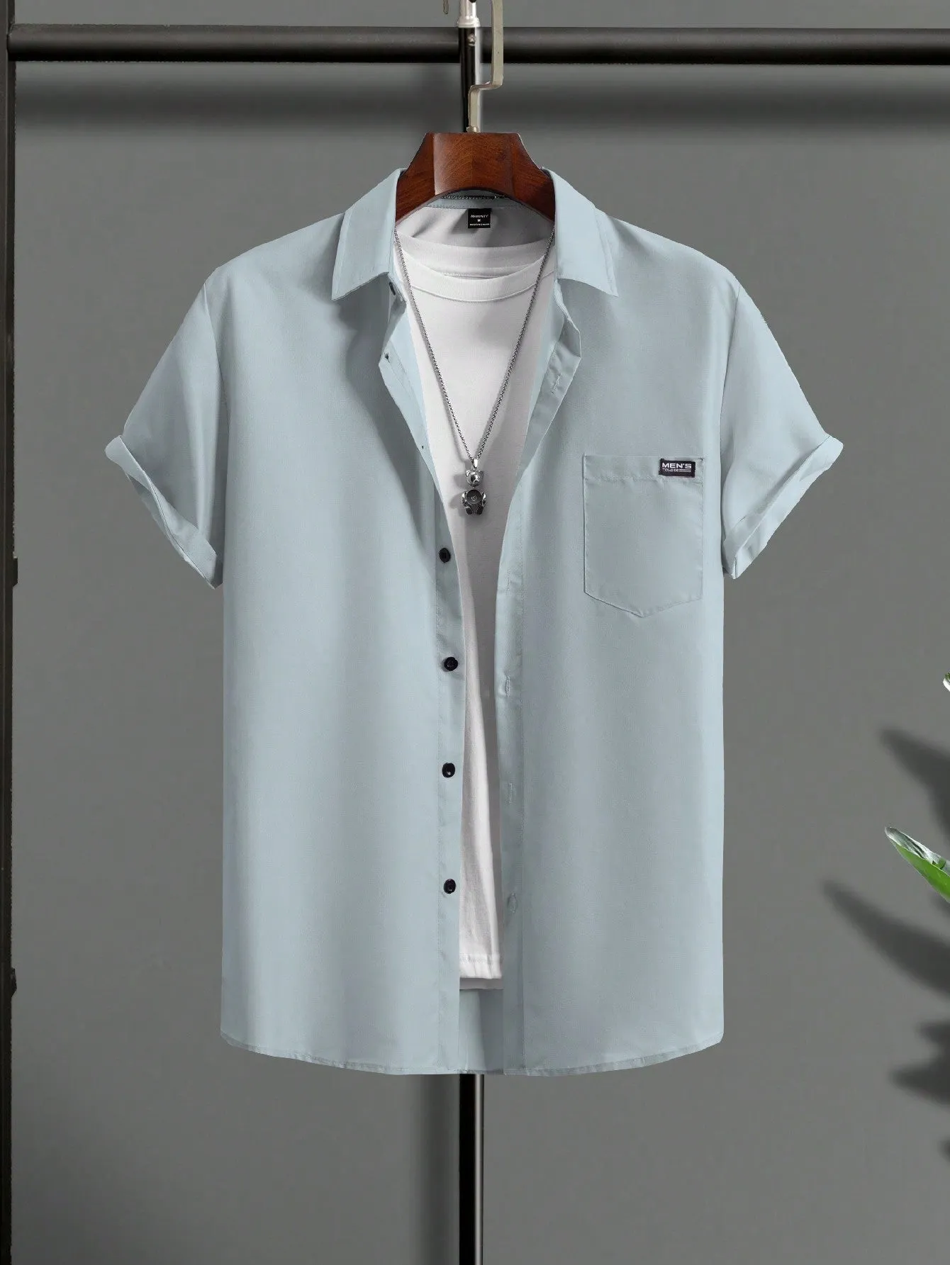 QA Hypemode Men Letter Patched Detail Shirt Without Tee