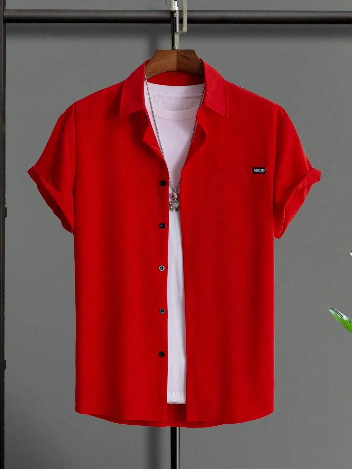 QA Hypemode Men Letter Patched Detail Shirt Without Tee