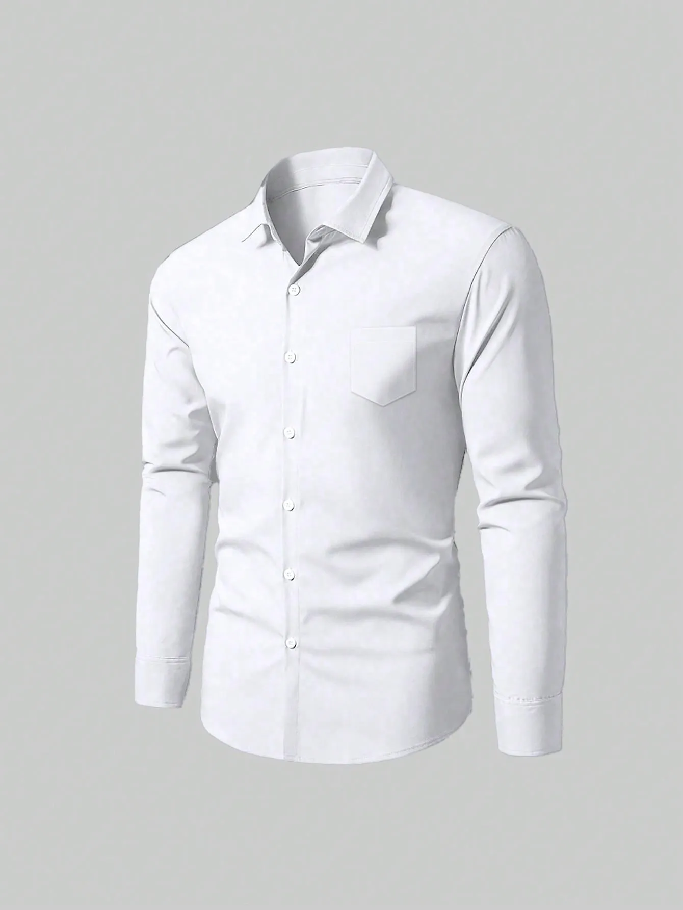 QA Mode Men's Plus Size Solid Color Simple Daily Long Sleeve Shirt