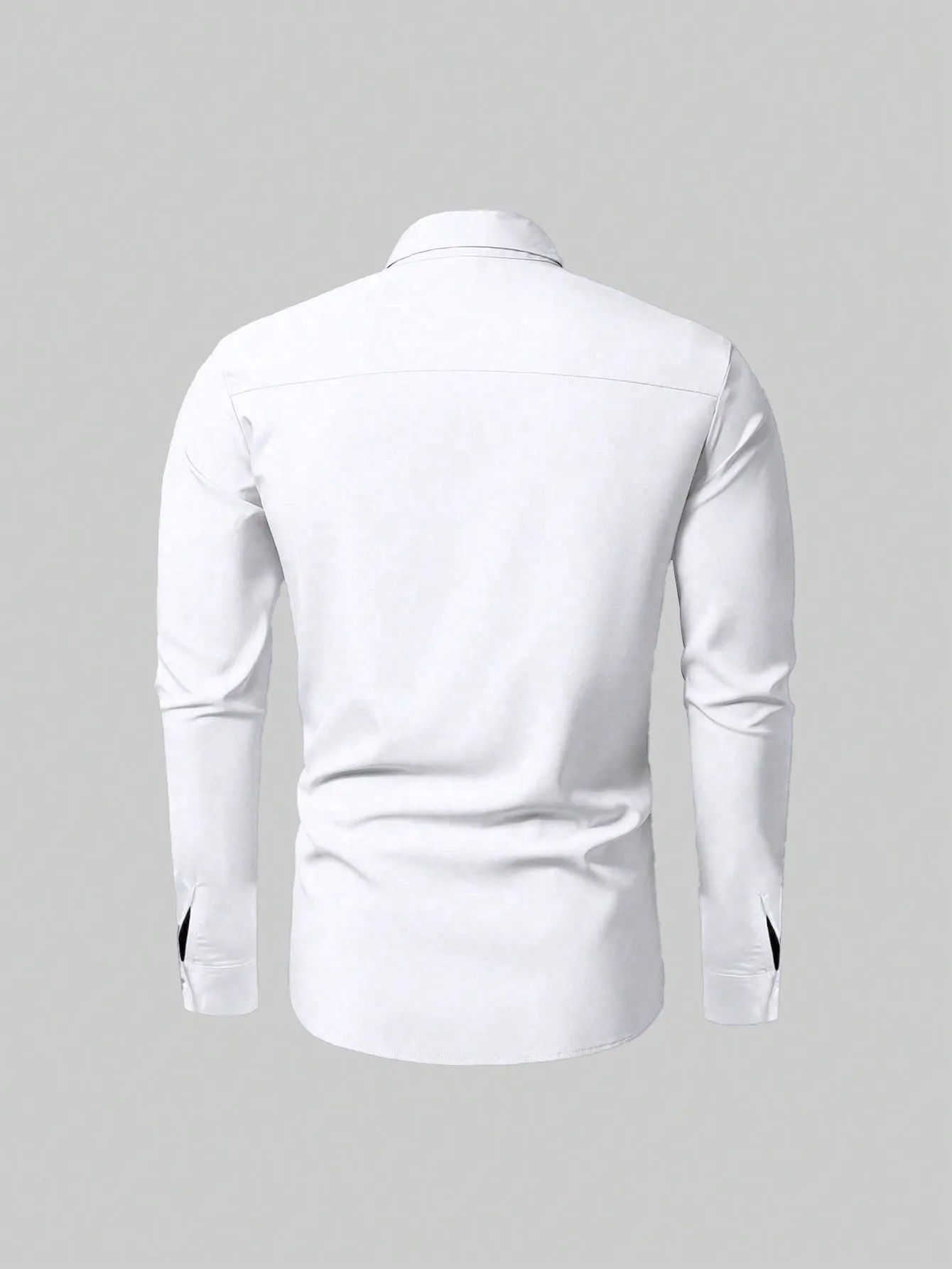 QA Mode Men's Plus Size Solid Color Simple Daily Long Sleeve Shirt