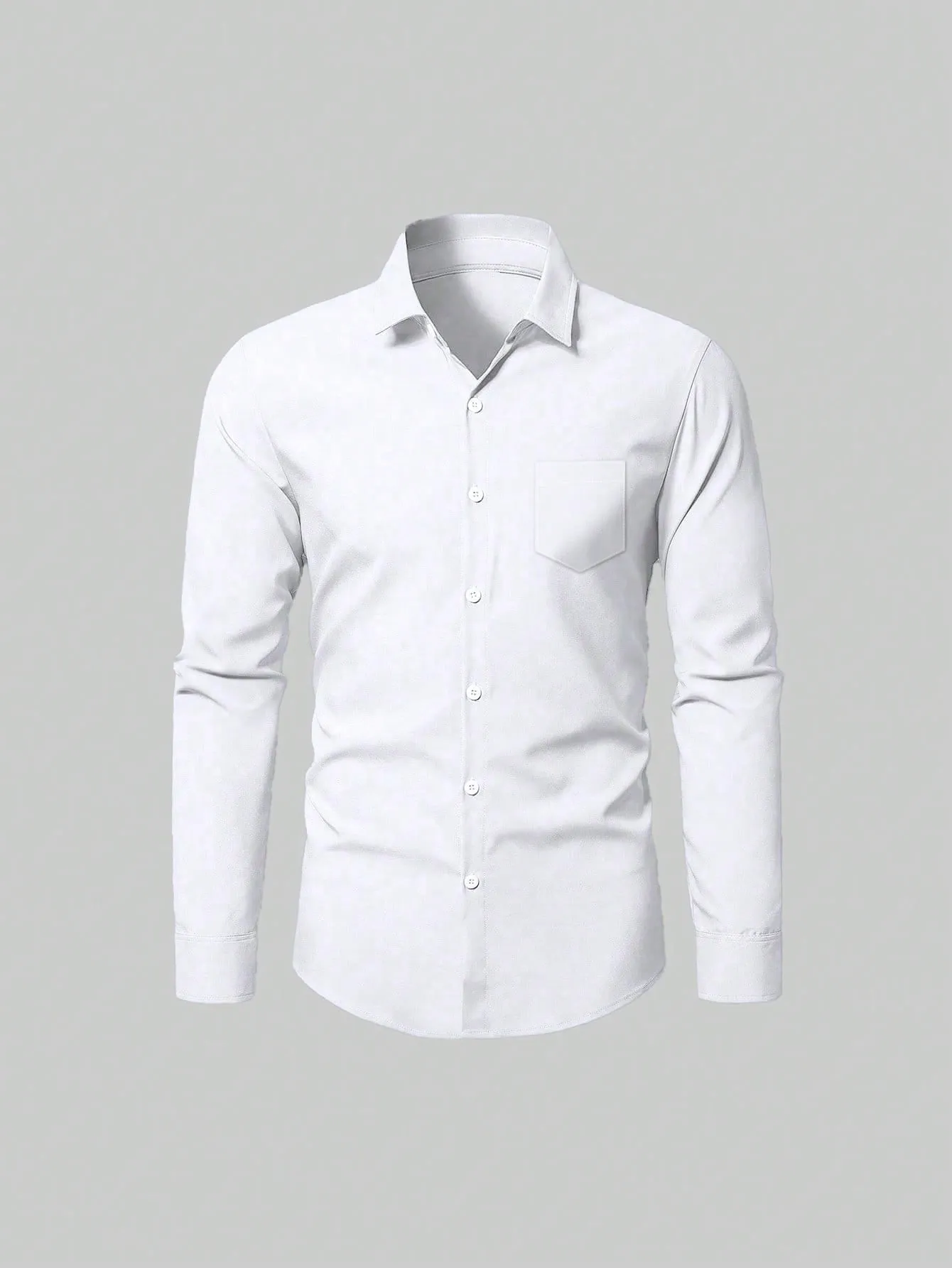 QA Mode Men's Plus Size Solid Color Simple Daily Long Sleeve Shirt