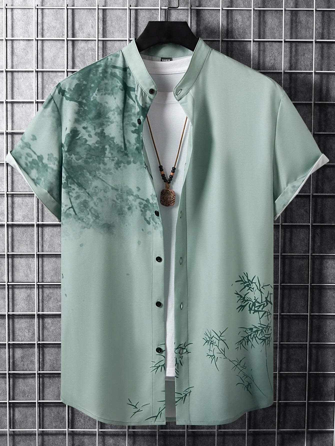 QA RSRT Men 1pc Plants Print Shirt