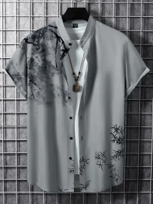QA RSRT Men 1pc Plants Print Shirt