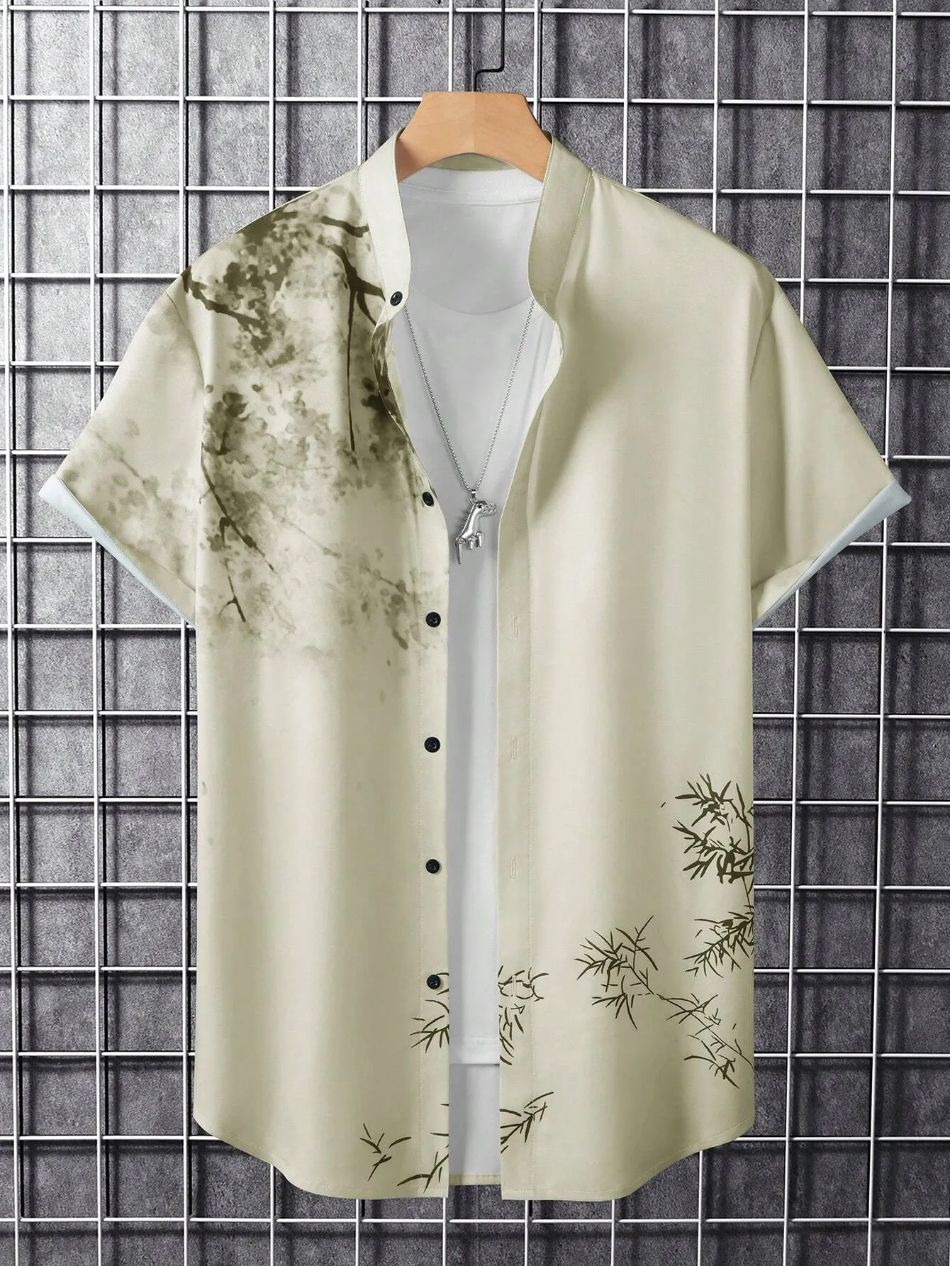 QA RSRT Men 1pc Plants Print Shirt