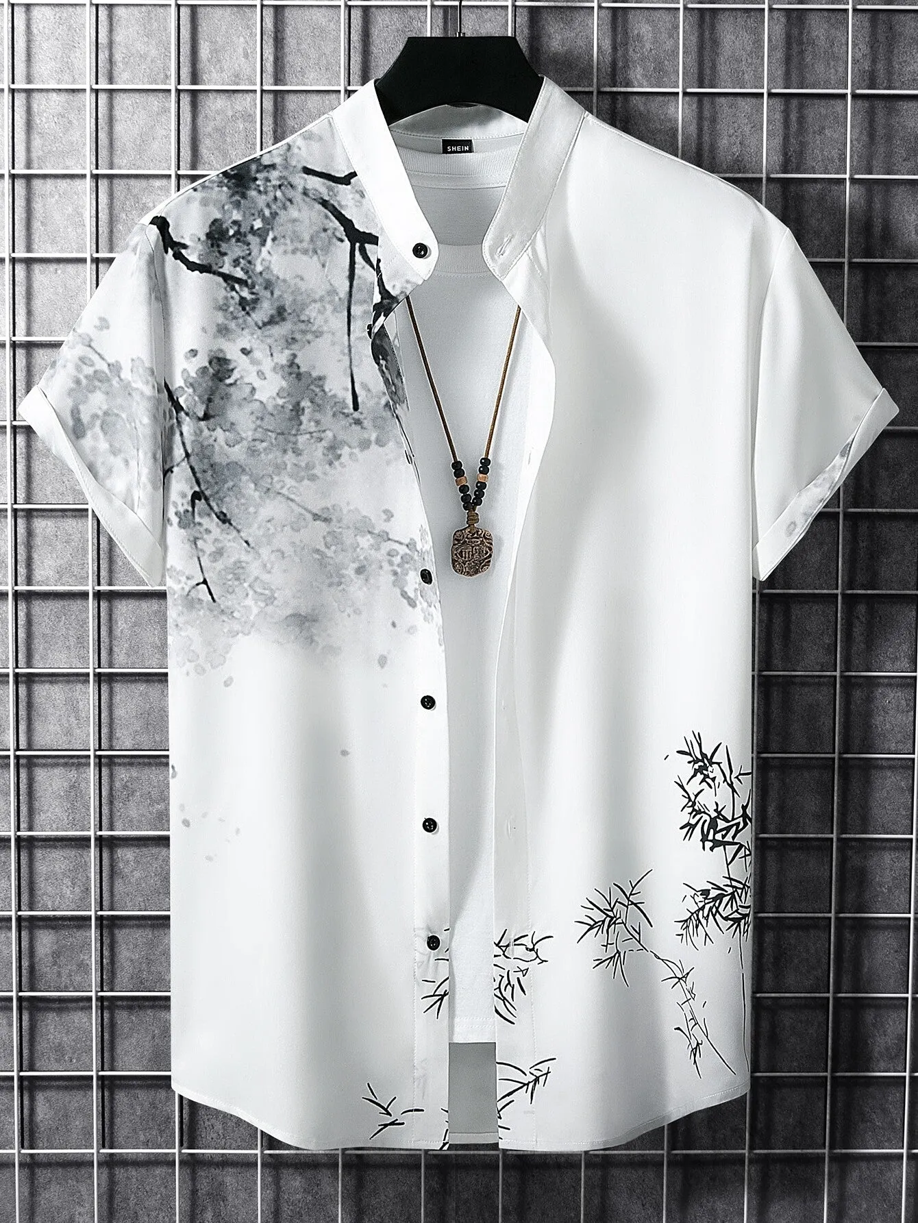 QA RSRT Men 1pc Plants Print Shirt