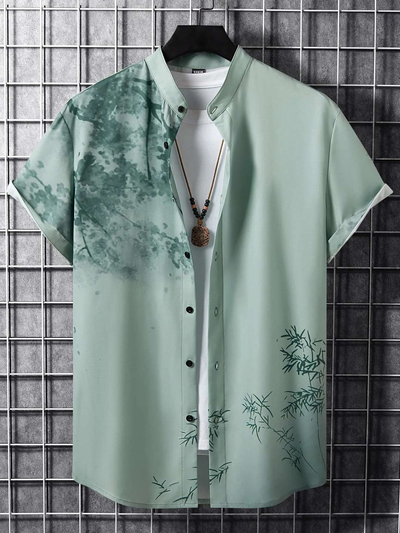 QA RSRT Men 1pc Plants Print Shirt