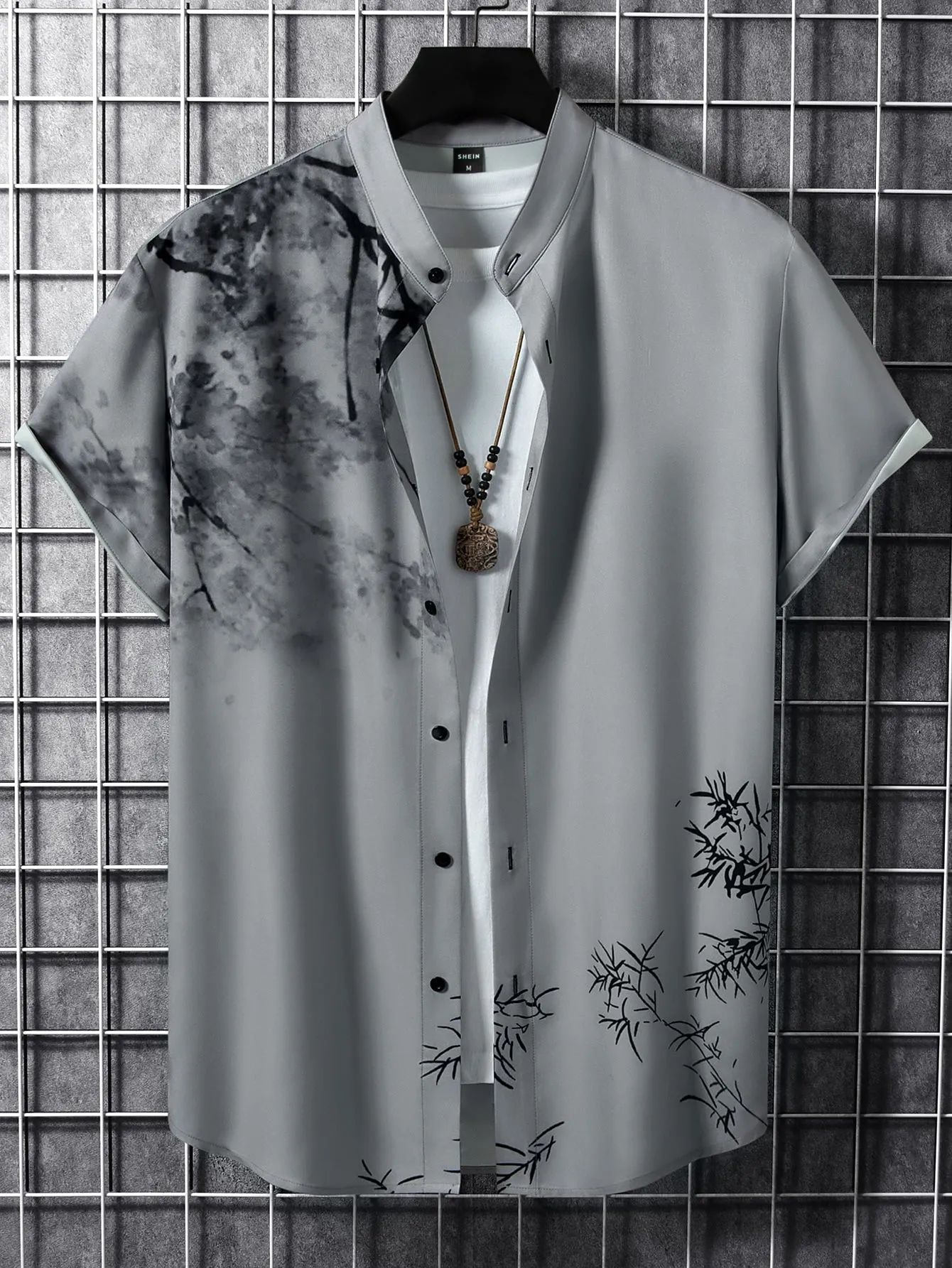 QA RSRT Men 1pc Plants Print Shirt