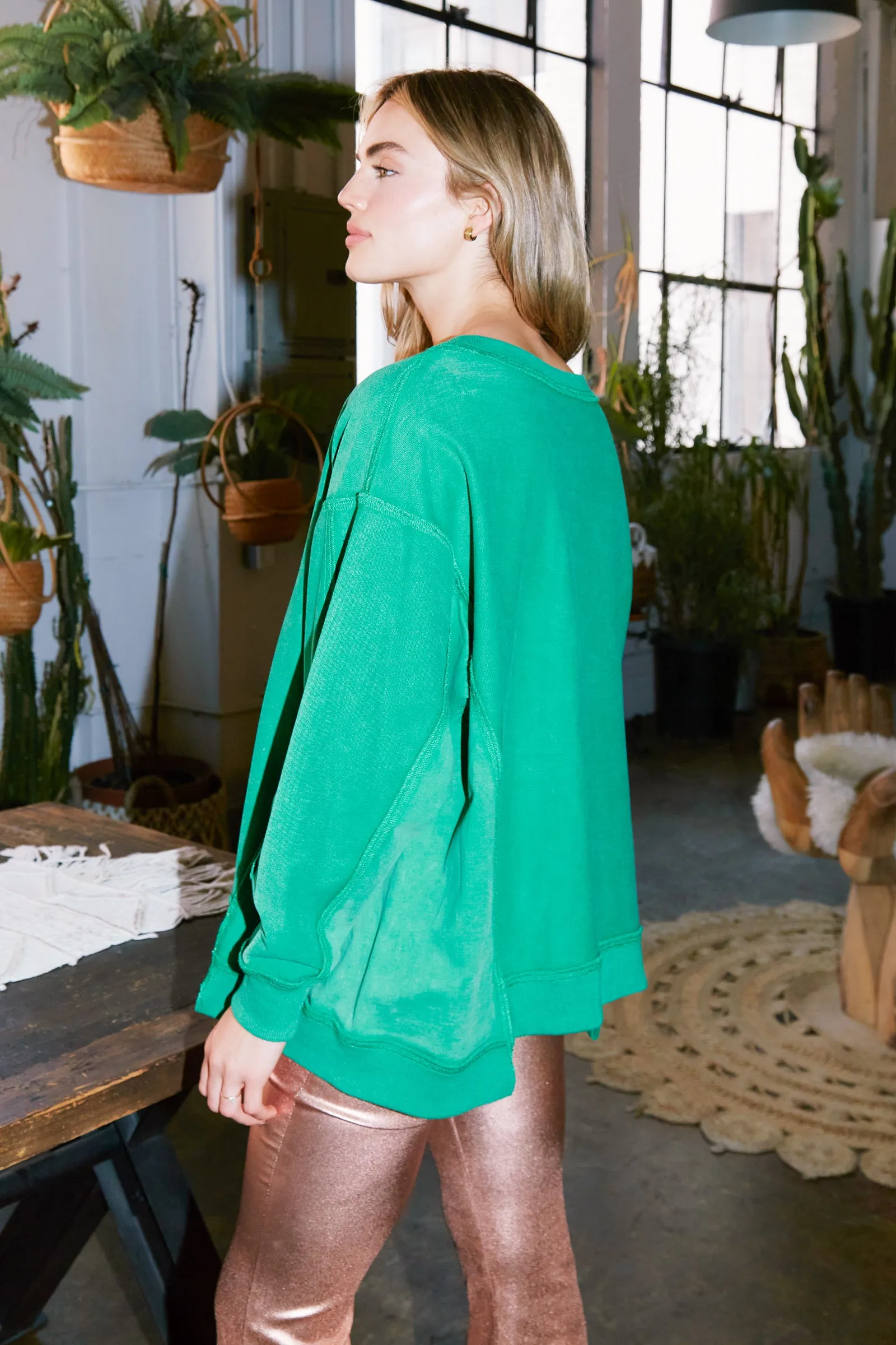 "Happy Fall Y'all" Pumpkin Sequin Patch Loose Fit Top