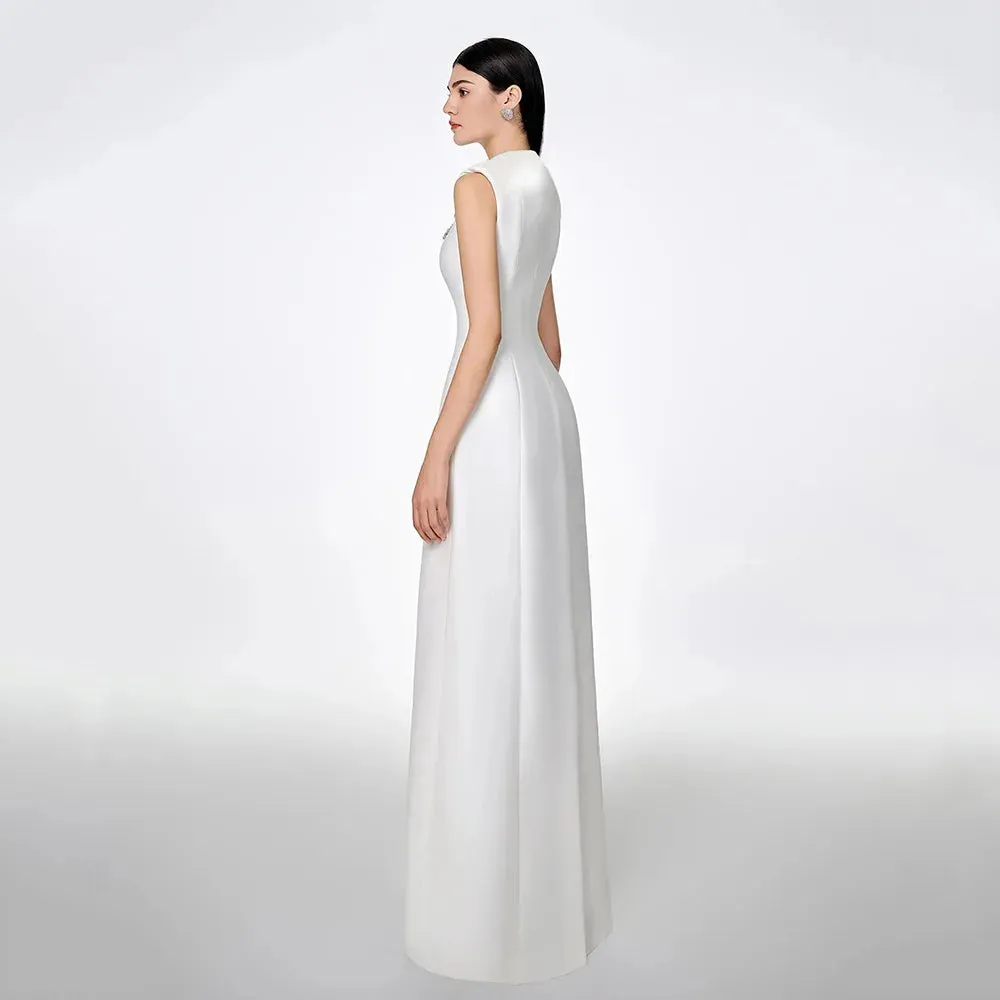 Ramona Splice Round Neck Sleeveless Black Banquet Dress