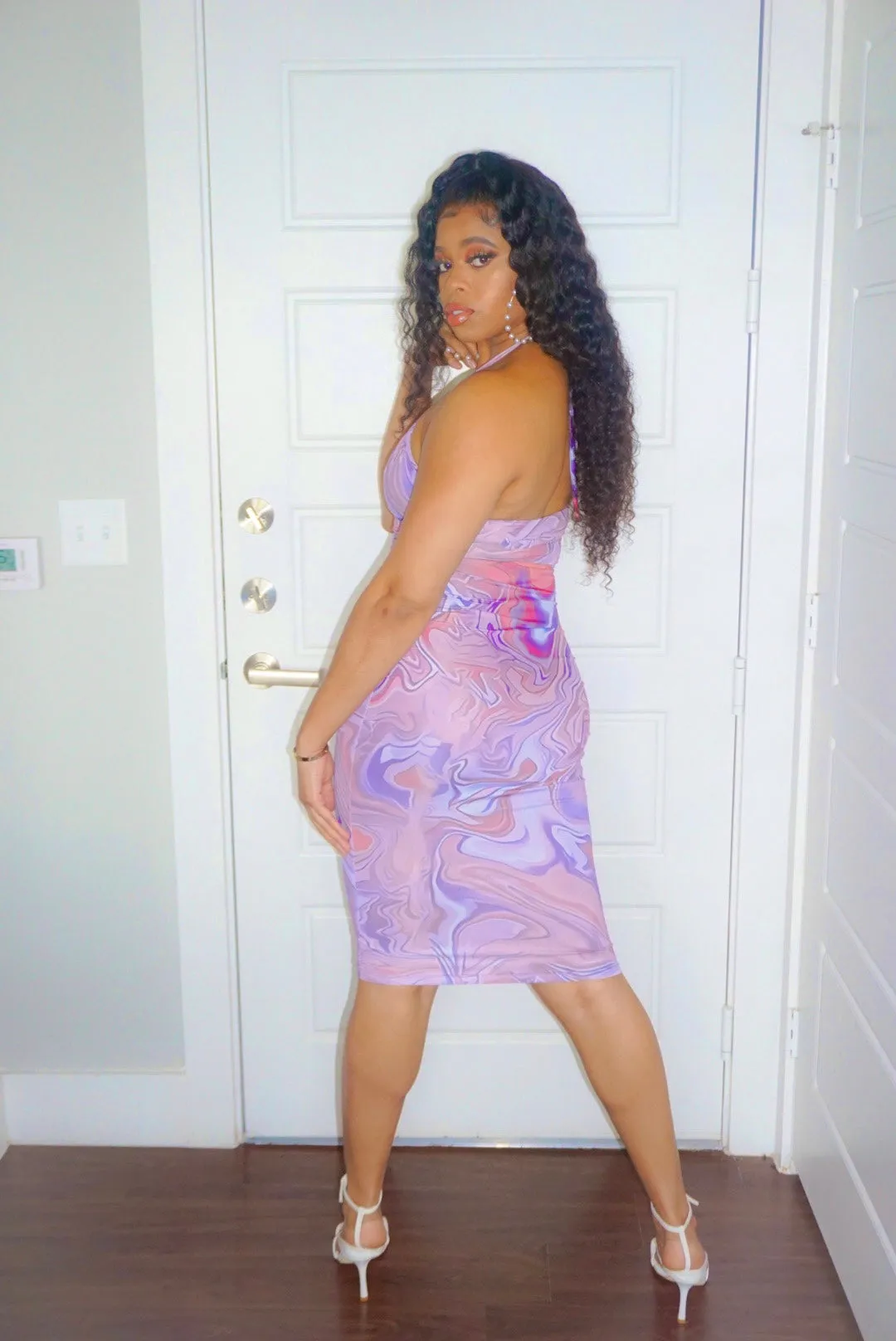 Raspberry Swirl Midi Dress