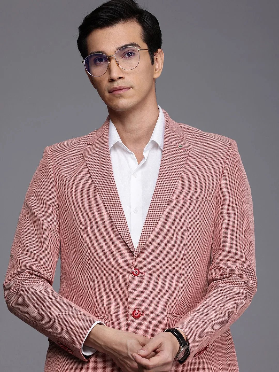 Raymond Contemporary Fit Self Design Single-Breasted Linen Cotton Formal Blazers