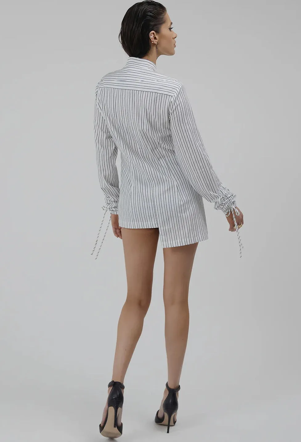 Realm Origin - Harlem Stripe Top. - White Black Pinstripe
