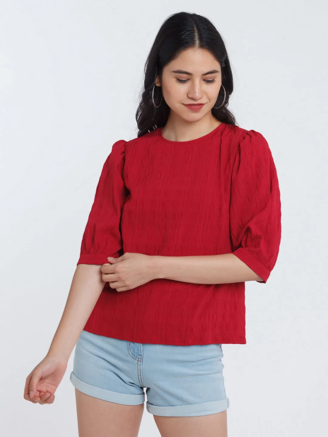 Red Puff Sleeve Top