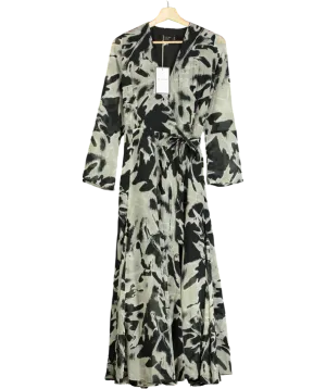 Religion Black Flash Print Wrap Maxi Dress UK XS
