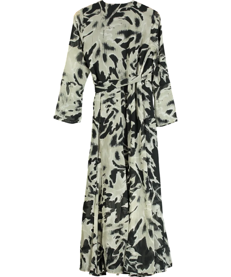 Religion Black Flash Print Wrap Maxi Dress UK XS