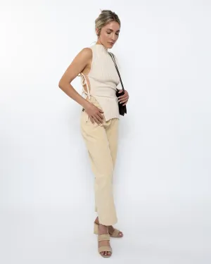 Ribbed Asymmetricl Cream Knit