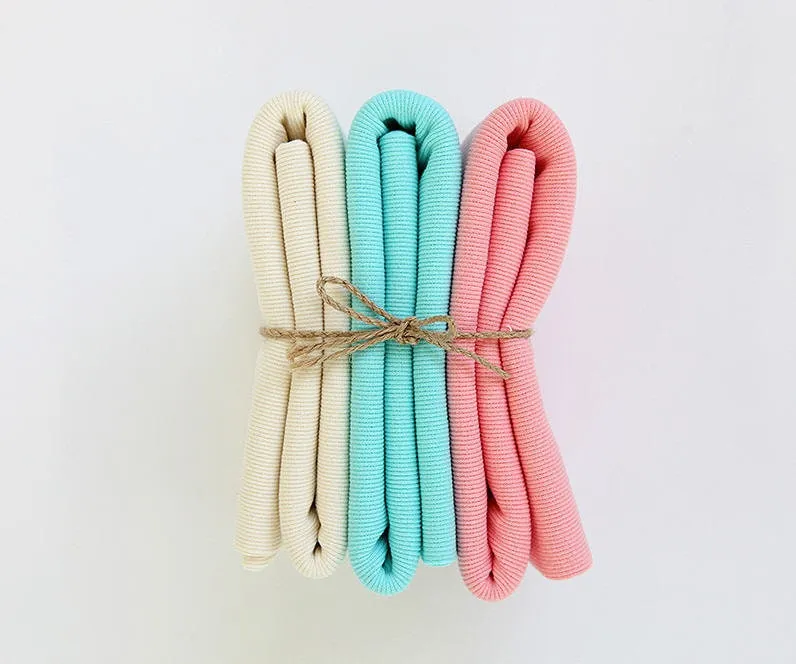 Ribbing Cotton Poly Rib Knit Fabric, Binding Knit Fabric, Hem Fabric, Quality Korean Fabric - Ivory, Mint, Pink - By Half Yard /42958