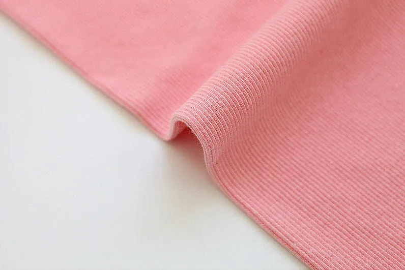 Ribbing Cotton Poly Rib Knit Fabric, Binding Knit Fabric, Hem Fabric, Quality Korean Fabric - Ivory, Mint, Pink - By Half Yard /42958