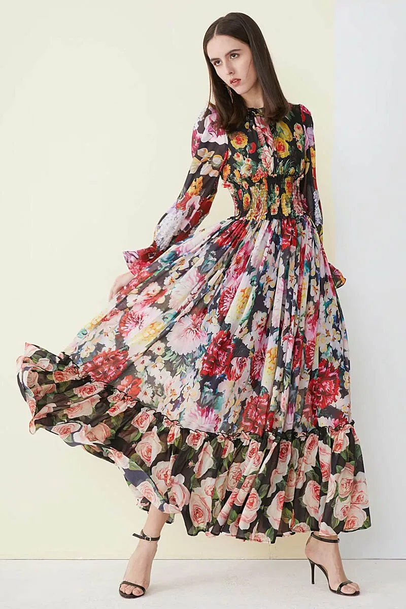 RIO Floral Print Chiffon Dress