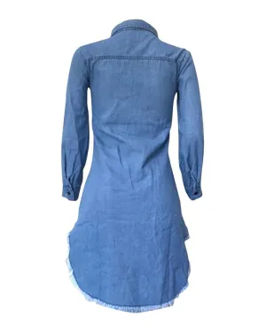 Ripped Raw Hem Asymmetrical Demin Tops