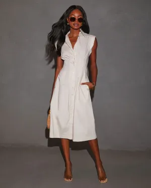 Rora Fitted Waist Midi Shirt Dress
