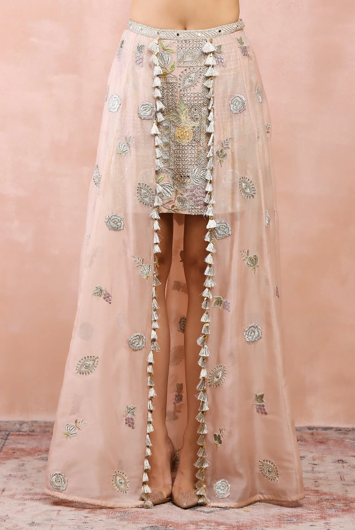 ROSE PINK EMBROIDERD CHOLI WITH SKIRT