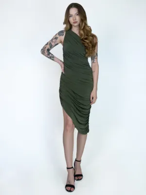 Rouched One Shoulder Dress