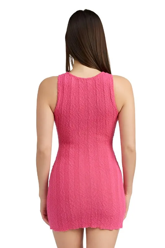 ROUND NECK FITTED MINI DRESS