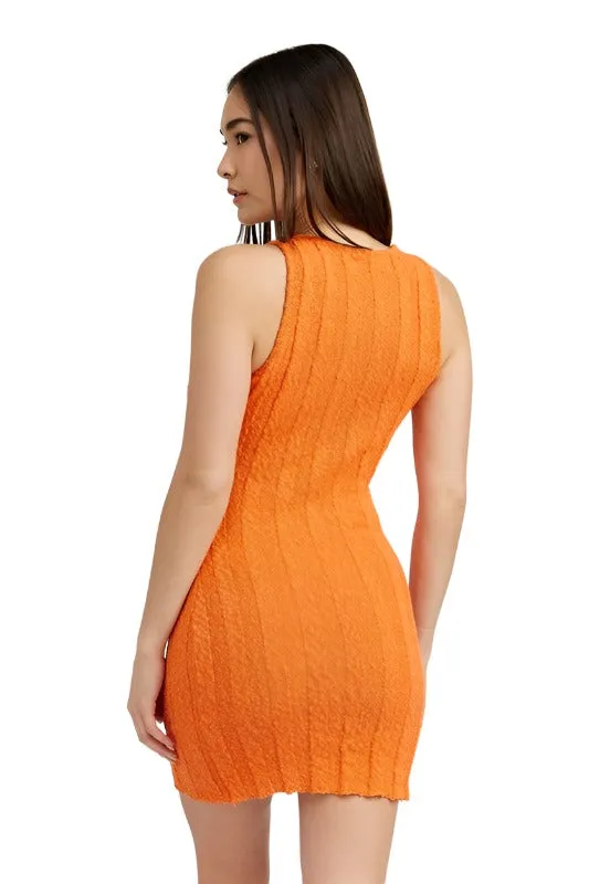 ROUND NECK FITTED MINI DRESS