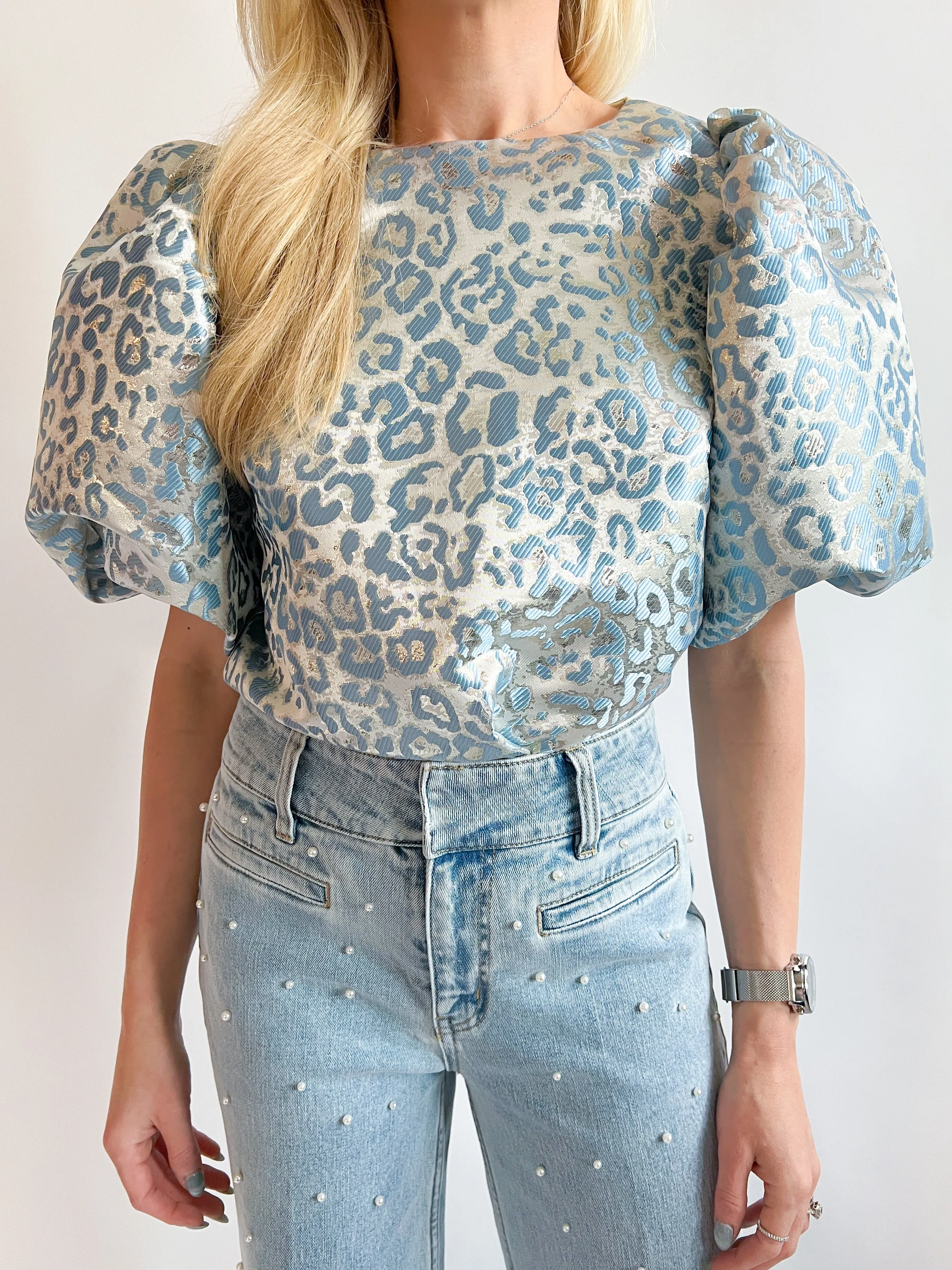 Round Neck Puff Sleeve Top