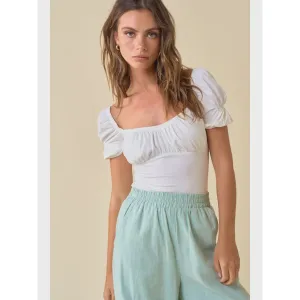 Ruched Puff Sleeve Bodysuit