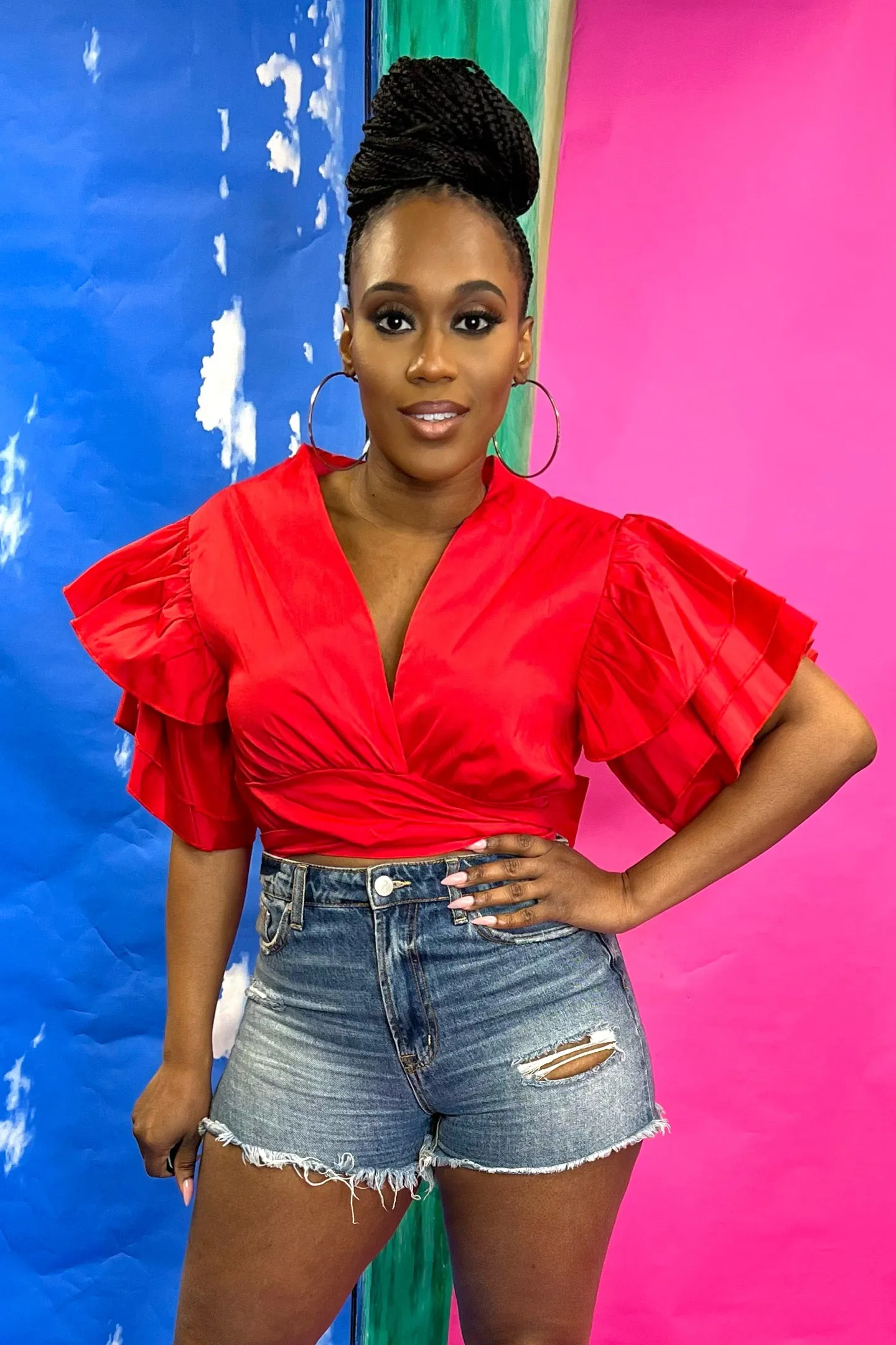 RUFFLE SLEEVE TOP
