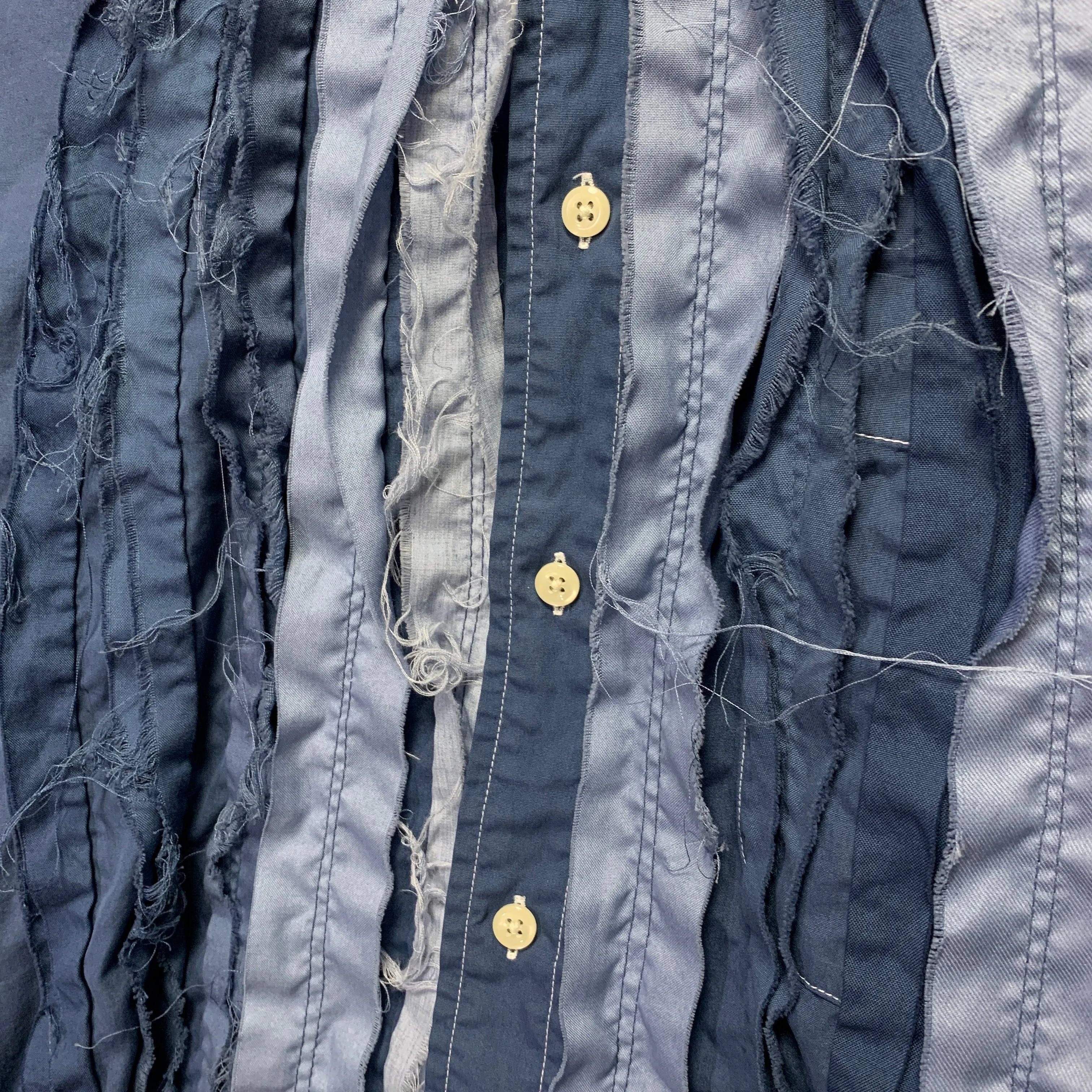 [S] Needles Rebuild Ribbon Cut Oversized Indigo Dress Shirt