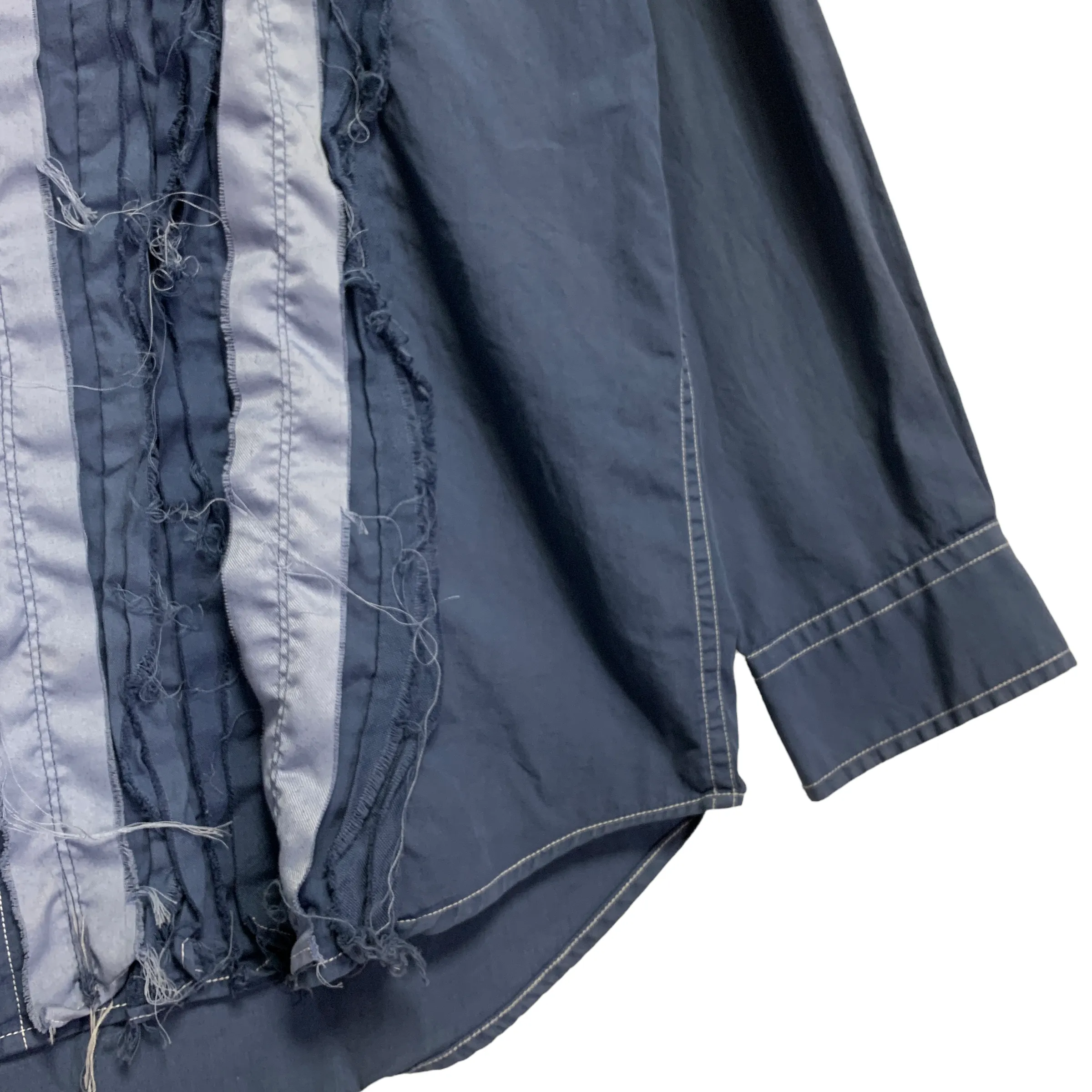 [S] Needles Rebuild Ribbon Cut Oversized Indigo Dress Shirt