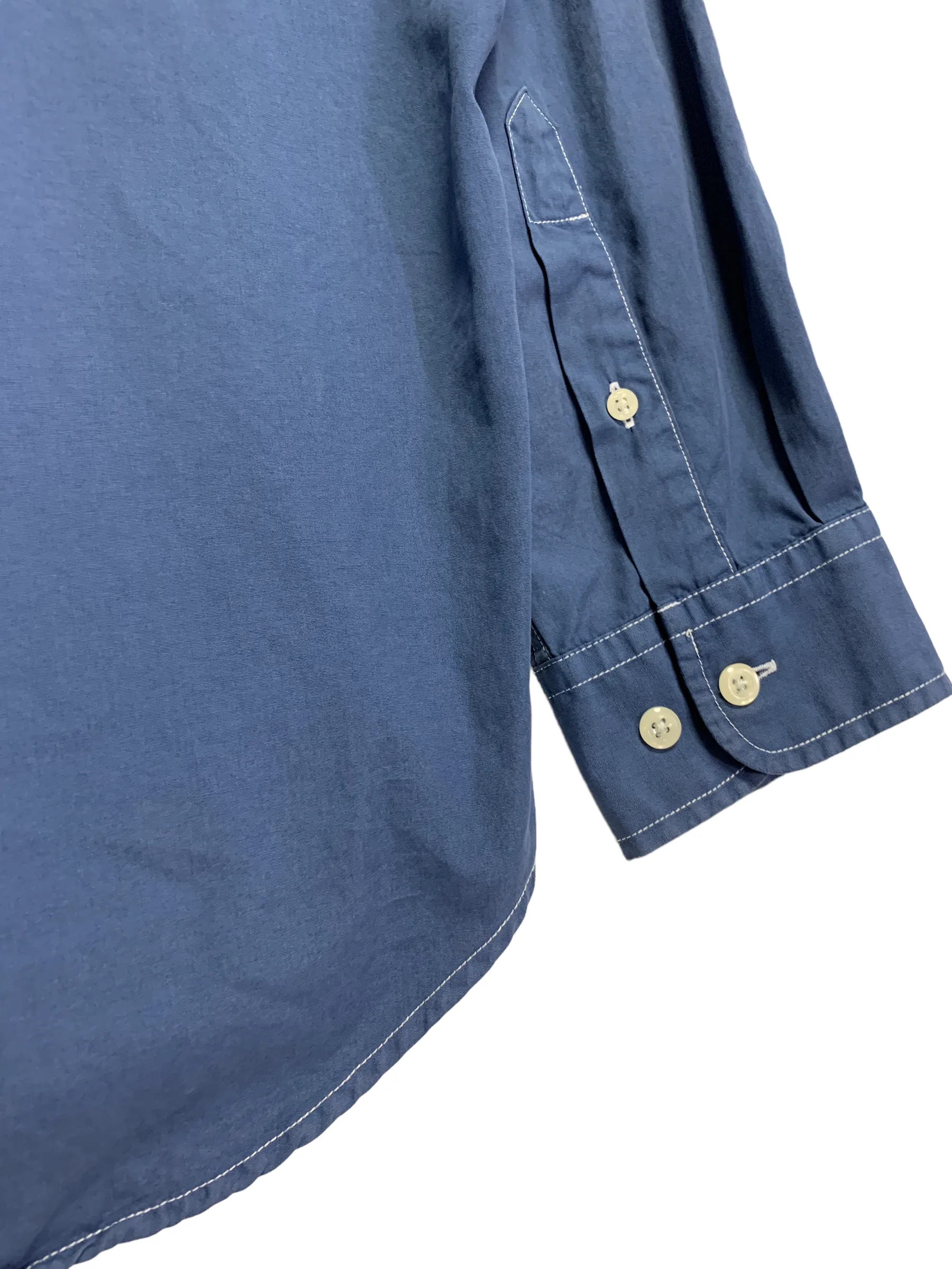 [S] Needles Rebuild Ribbon Cut Oversized Indigo Dress Shirt