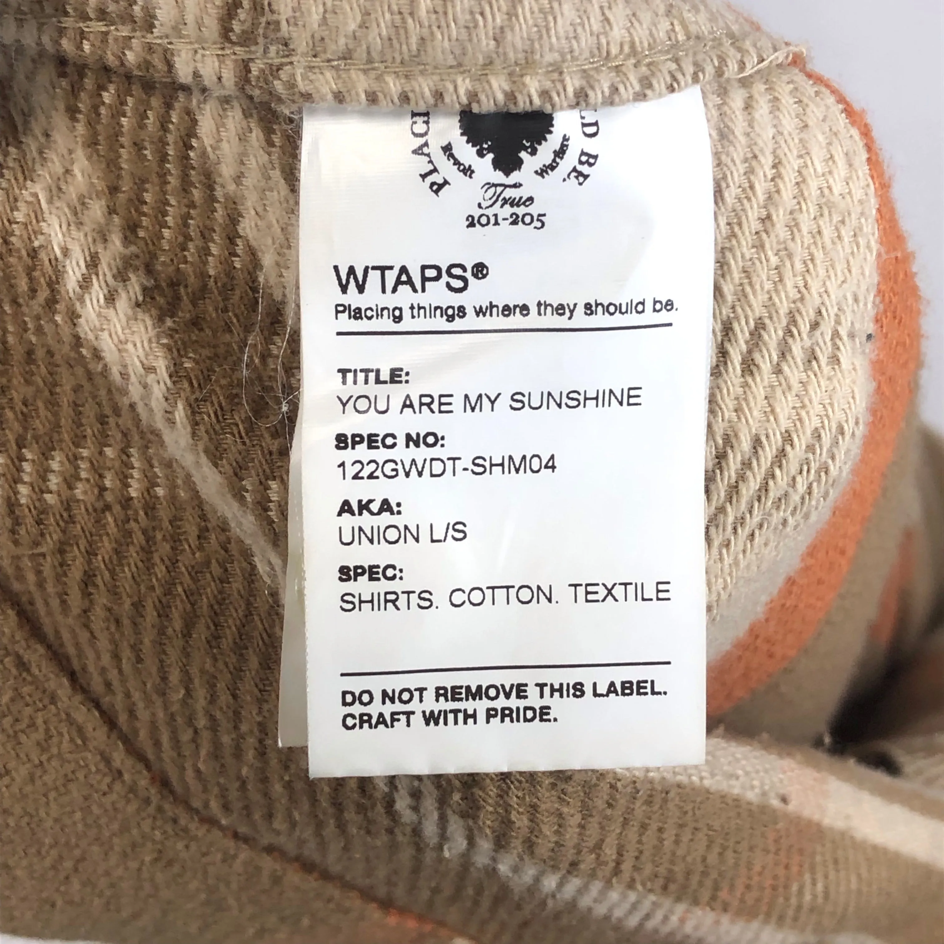 [S] WTaps Union Flannel L/S Shirt Beige S