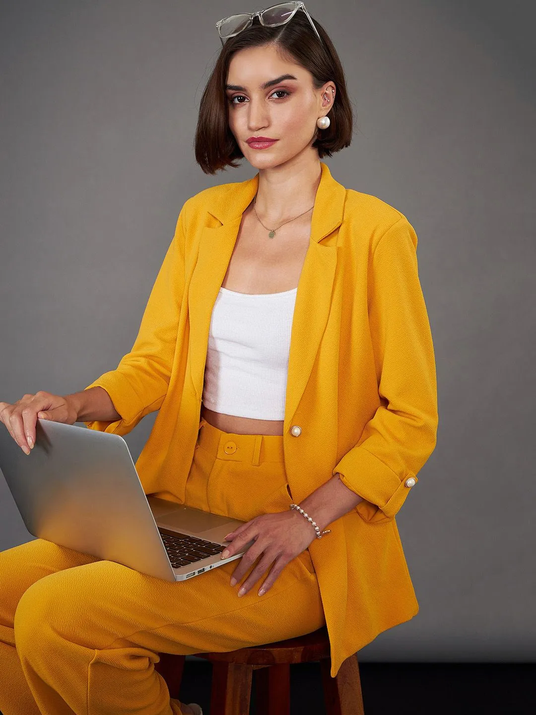 SASSAFRAS worklyf Self-Design Single-Breasted Blazers