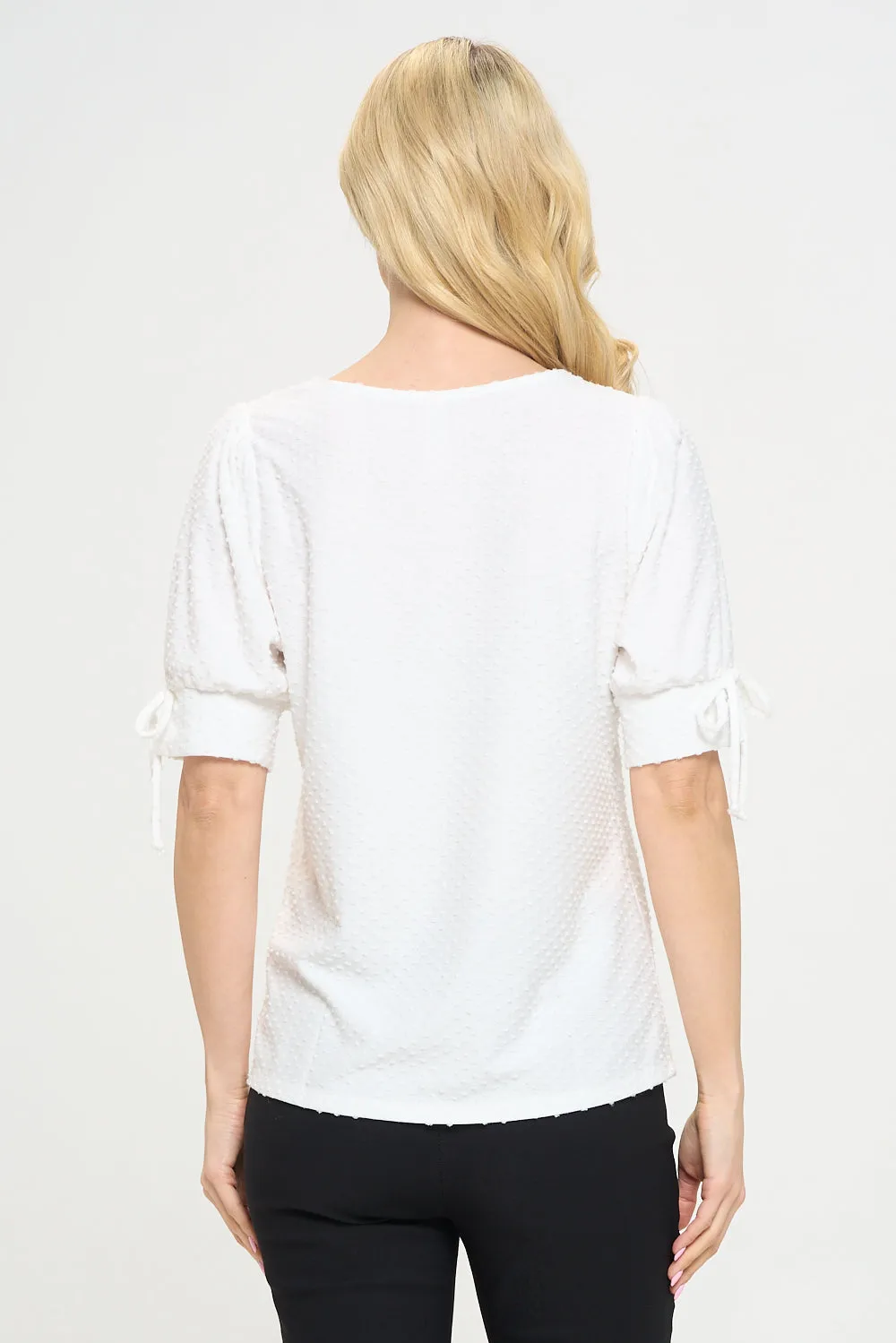 SCOOP NECK TIE SLV FASHION TEE TOP