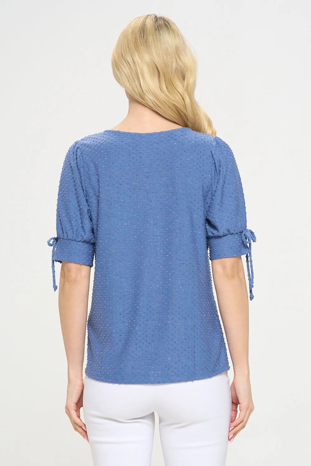 SCOOP NECK TIE SLV FASHION TEE TOP