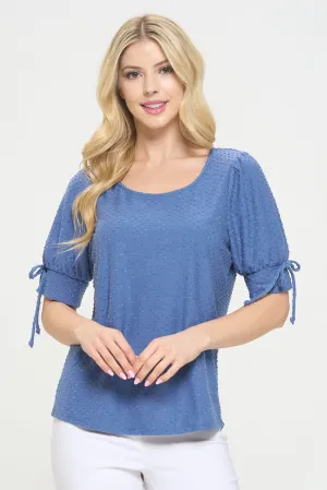 SCOOP NECK TIE SLV FASHION TEE TOP