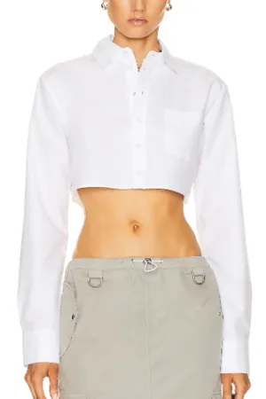 Seafoam White Crop Shirt